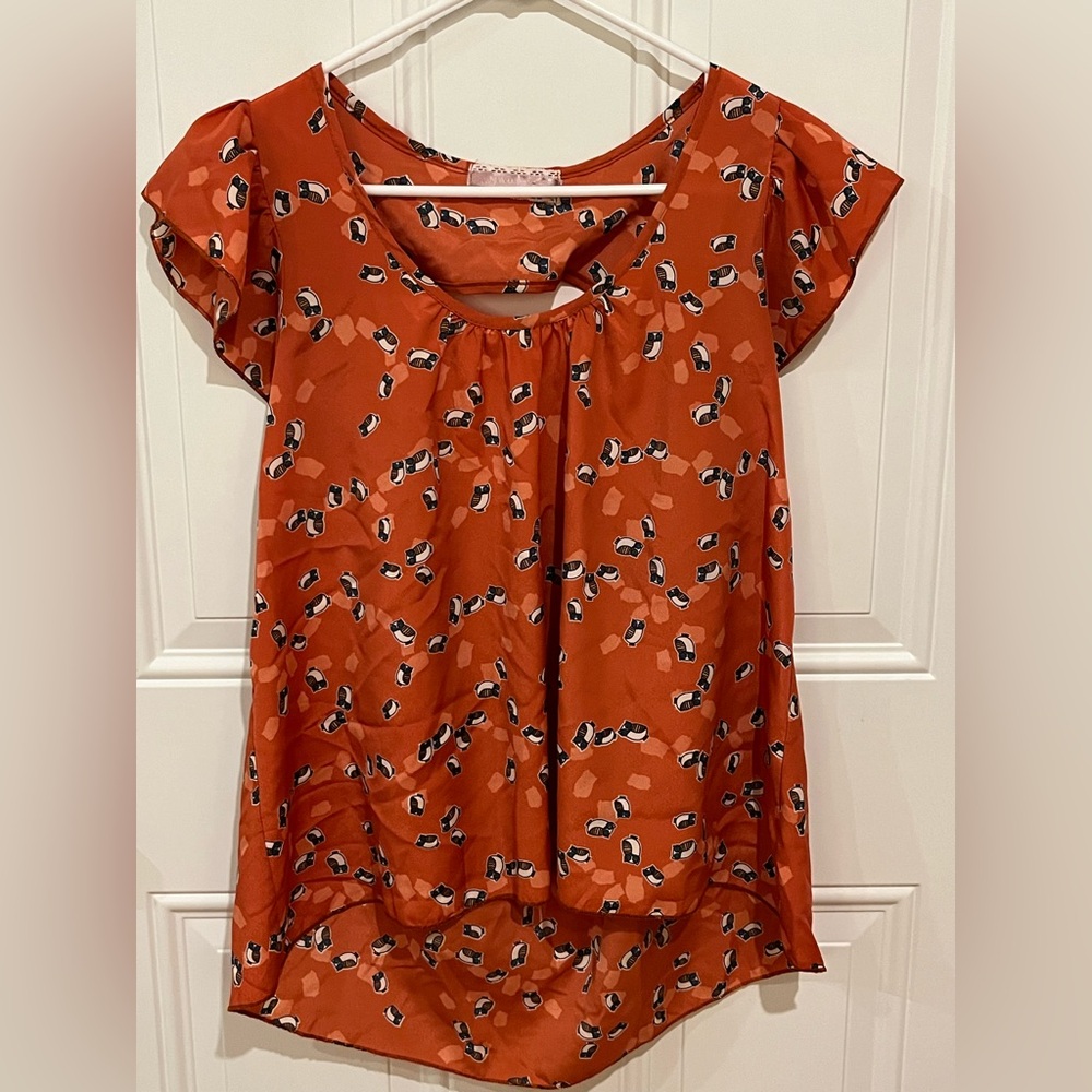 Owl Blouse and Peep Hole Back